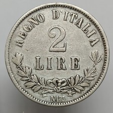 2 Lire 1863 Valore Napoli NC, Vittorio Emanuele II, Regno D'Italia