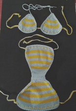 BIKINI/ COSTUME BAGNO DUEPEZZI TRIANGOLO RAGAZZA  UNCINETTO VINTAGE C/G(S16)