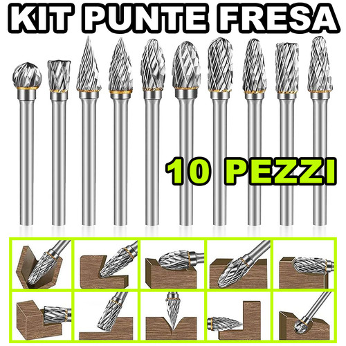 Set punte frese gambo - 10, 3mm