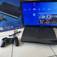 Console Ps3 Sony Playstation 3 Ultra Slim Noir- 12go Câbles Manette En Boite