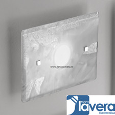 APPLIQUE PLAFONIERA DI MURANO LUCIS APP ORIGINALE FOGLIA ARGENTO SETA BIANCO