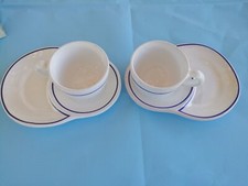 Coppia Di TAZZE Con Piatto Porta biscotti In Ceramica Vintage Bauli