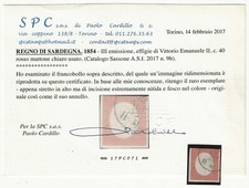 1854 Antichi Stati (Sardegna) - 40 c. rosso mattone chiaro usato III emissione