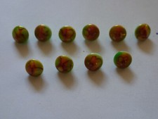 10 BOTTONI CAMICETTA GIOIELLO VETRO ANNI 60 VINTAGE SARTORIA 9 MM VERDE GERANIO