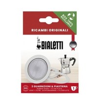 BIALETTI Ricambi Originali 3 Guarnizioni +1 Piastrina Moka di Alluminio 1 Tazza