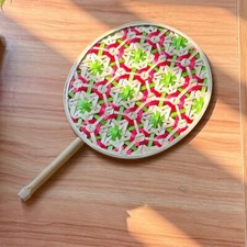 Ventilatore colorato tessuto bambù stile cinese portatile estivo raffreddamento foglie di palma ventilatore