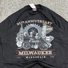 NOS Maglietta Vintage Anni 90 Harley Davidson 95° Anniversario Uomo XL Milwaukee Wi 1998