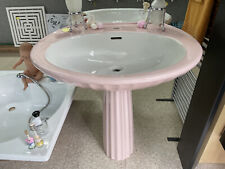 Lavabo bagno vintage conchiglia originale anni '60 ROSA BIANCO *LEGGI DESCRIZ
