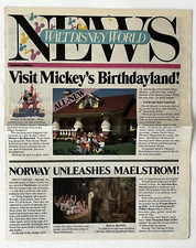Giornale Vintage 1988 Walt Disney World News Piegato Topolino Birthdayland Summer Ed