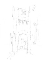 MANDURIA, di fronte alla chiesa, disegno a matita, puglia salento vino primitivo