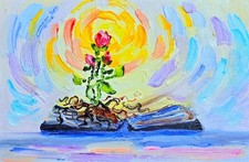 Libro e il fiore dipinto ad