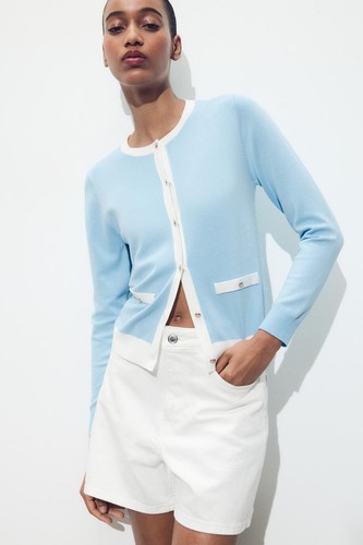 Zara giacca maglia blu bianco - maglia, blu/bianco