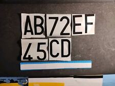 Set 7 Lettere e Numeri Vinile Nero Lucido Formato Targa Europea Ripetitrice Auto