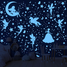 Decorazione Camera da Letto Unicorno Stelle Luminose nel Buio per Bambine - Farfalla Fata Wall De