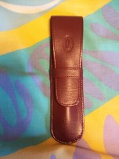 Porta penna vintage singolo in pelle firmato Cartier di colore Bordeaux