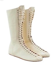 ?SportMax By Max Mara?High Leather Boots With Laces Stivali Alti In Pelle 37EU