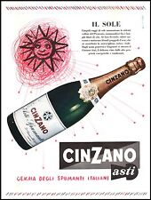 PUBBLICITA' 1957 SPUMANTE CINZANO ASTI VINO BAR DRINK WHINE BOTTIGLIA  NICO EDEL
