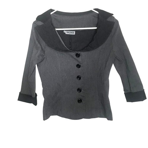 Grey wide collar - jacket, –