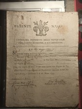 Raro Documento Granducato Di Toscana 1793 Patente Licenza Canova Di Arte Bianca 