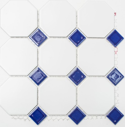 Mosaico ceramica bianco - in, blu