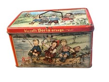 💚 Scatola Latta Tin Biscotti Doria Orsago Vintage Bauletto 1950 Modernariato
