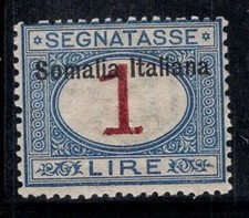 Somalia italiana 1909 Sass. 19 francobolli nuovi di zecca 100% affrancatura 1 lira, figurina ovale