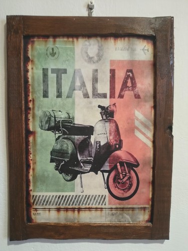Targa legno cartello vespa - targa,