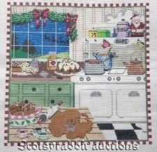 SANDRA GILMORE CUCINA BABBO NATALE scena renna biscotti dipinti a mano ago