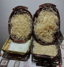 set 4 cestini in vimini con paglia di legno per confezioni ovali e rettangolari