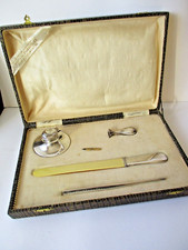 Argento 800 antico servizio scrittoio con calamaio e scatola oreficeria Pignotti