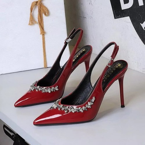 Decolte rosse vernice gioiello - rosse,