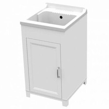 Lavatoio mobile lavapanni bianco 45 x 50 in resina antiacido PVC 1 anta completo