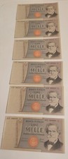 Lotto 6 banconote 1000 lire