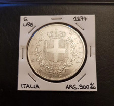 5 lire Argento Scudone 1877 - Vittorio Emanuele II Regno d'Italia qSPL