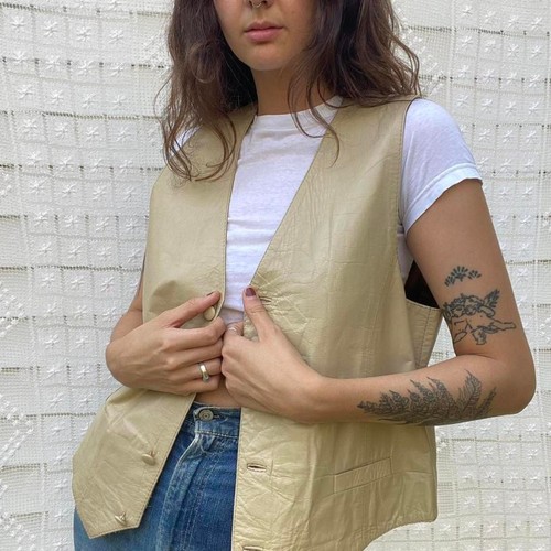 Gilet argentino pelle panna - gilet, in