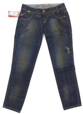 CLINK JEANS ANGE PANTALONI DONNA RICAMO BRILLANTINI BLU VITA BASSA COMODO TUBO