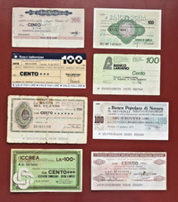 8 Mini Assegni da 100 Lire del