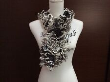 SCIARPA DONNA TUBOLARE NERO GRIGIO E BIANCO 