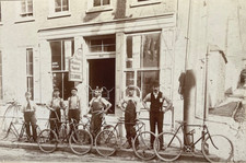 RARO!  BICICLETTA F. G. CORONA MFG. Co. FABBRICA con LAVORATORI POTTSVILLE PA. FOTO 1898