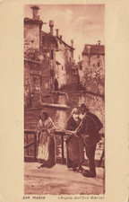 CARTOLINA *96 ARTE PITTURA AVE MARIA ANGELO DALL' OCA BIANCA VIAGGIATA 1935