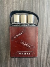 FIASCHETTA VINTAGE PER WHISKY COGNAC O GRAPPA RICOPERTA IN PELLE