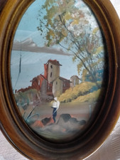 dipinto olio su rame con cornice in legno vintage