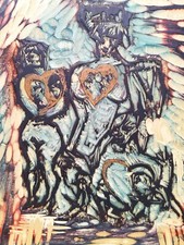 MINO MACCARI: Raro Pezzo Unico (Matrice legno+Disegno) 50x40 Perfetto. STUPENDO!