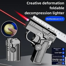 Multi-Functional Folding Dual-Form Windproof Lighter Metal Jet Red Flame Fashion