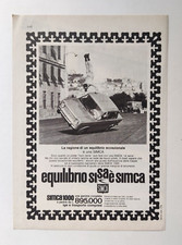 Pubblicita' Simca 1000 Sospensioni Auto Old Advertising Werbung Vintage 1965(F4)