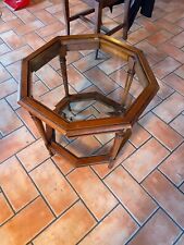 Tavolino legno e vetro artigianale ottime condizioni.