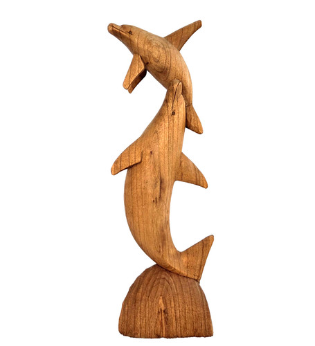 Coppia statuine dophin legno