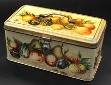 Antica Scatola Latta Bauletto Cestino Pubblicità Anonima Serie Frutta Anni '50