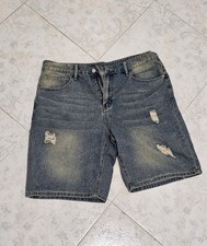 Bermuda Jeans Uomo  Denim Blu Strappati Nuovi Look Casual Estate Taglia XL 