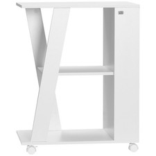 HOMCOM Carrello da Cucina Portavivande in Legno con 2 Ripiani e Ruote Bianco
